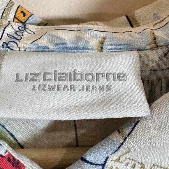 VTG plus Size women’s Button Down Blouse Novelty Print New York Liz Claiborne - Picture 10 of 11